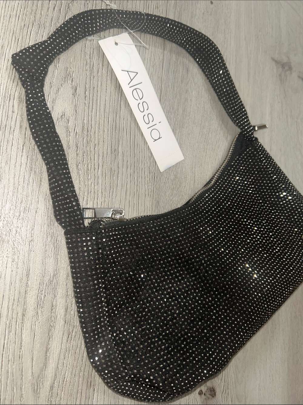 Alessia Vintage Black Rhinestone-Embellished Shoulder Bag NWT
